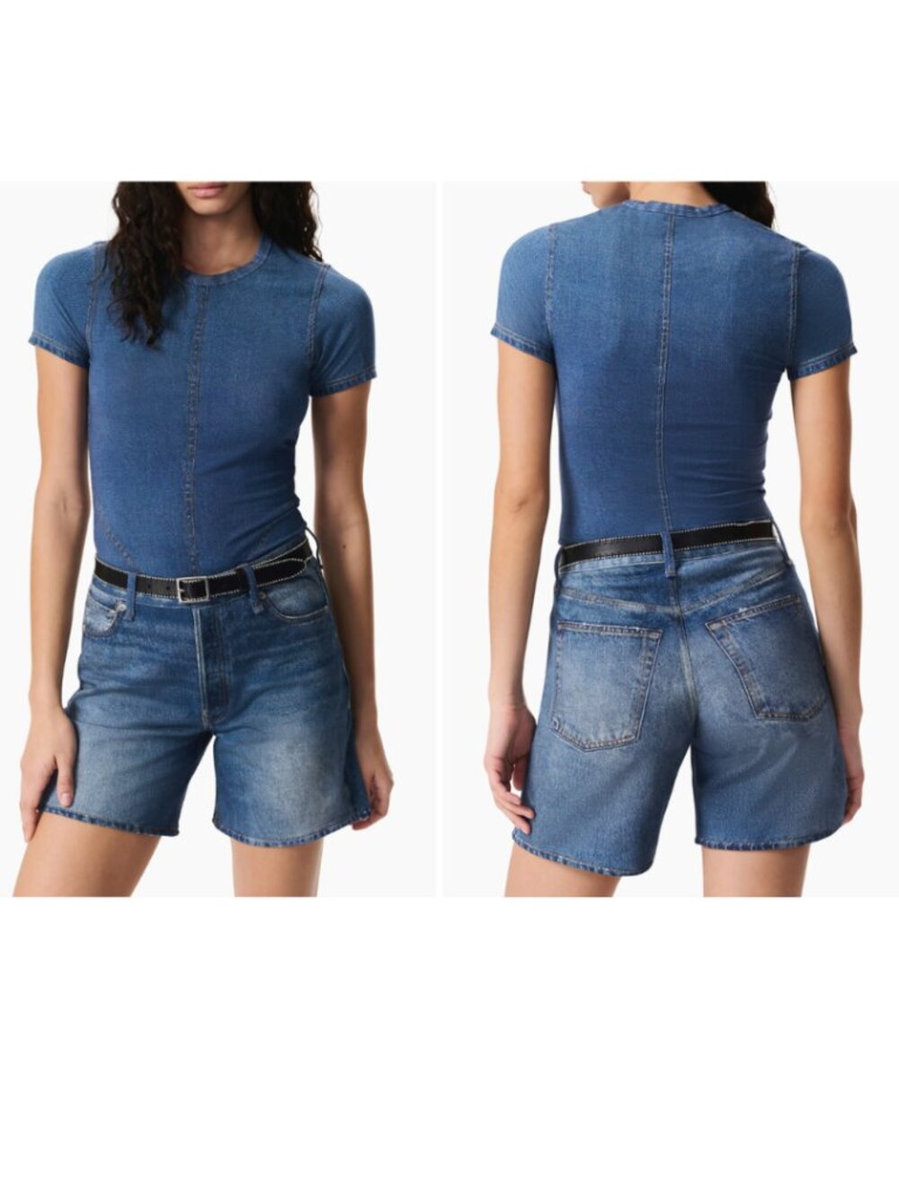 Rag & Bone Miramar Denim Print Baby Tee NWT Size Large